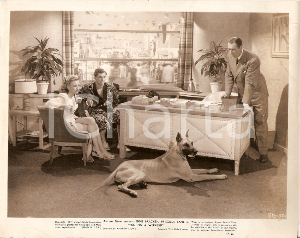 Fotografia d epoca originale 1947 FUN ON A WEEKEND Eddie BRACKEN Priscilla LANE Arthur TREACHER Alano Foto 1