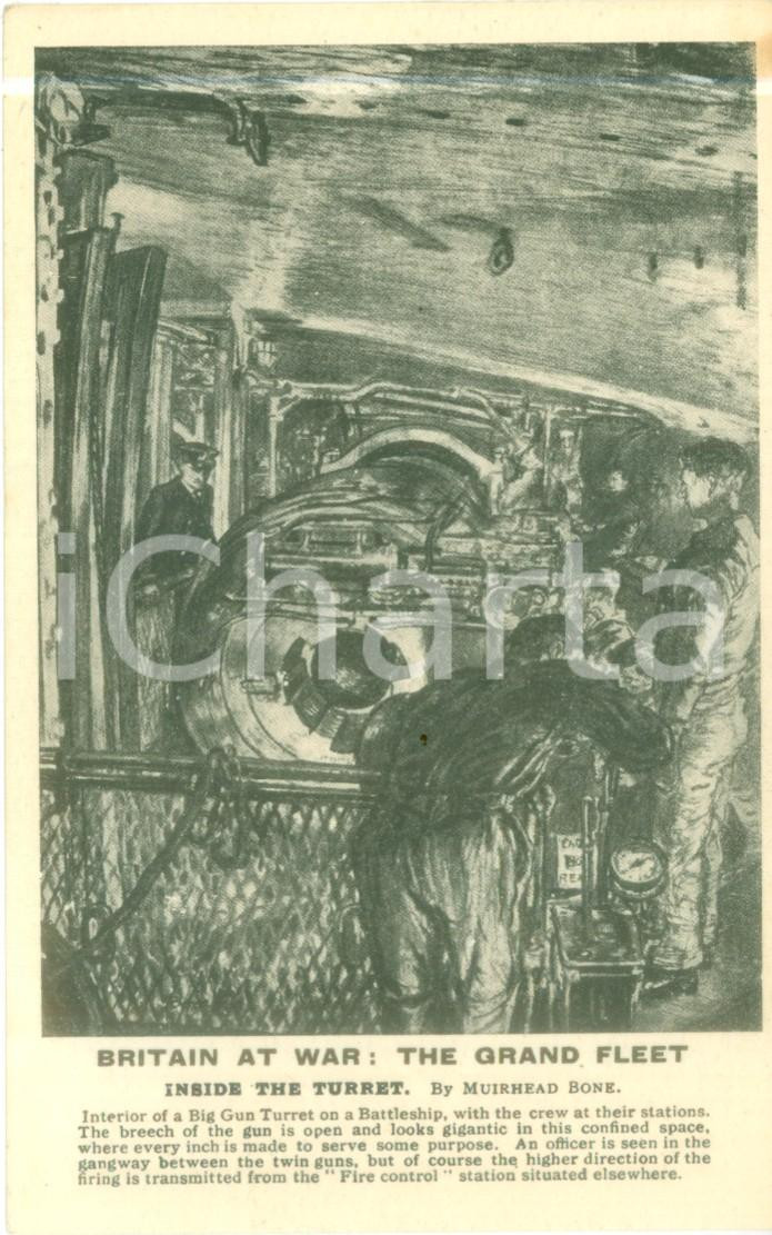 Cartolina originale da collezione 1940 ca WW2 BRITAIN AT WAR: The Grand Fleet, di Muirhead BONE *Cartolina FP NV 1