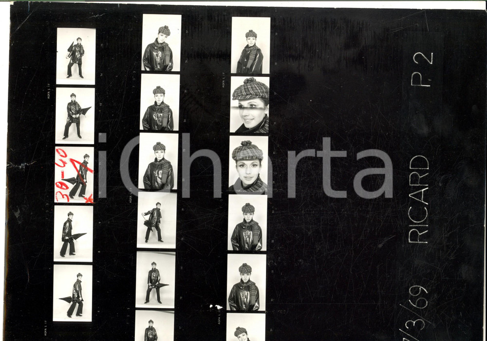 Fotografia d epoca originale 1969 PARIS MODA INVERNO Abbigliamento per la pioggia Foto RICARD 17 provini 1
