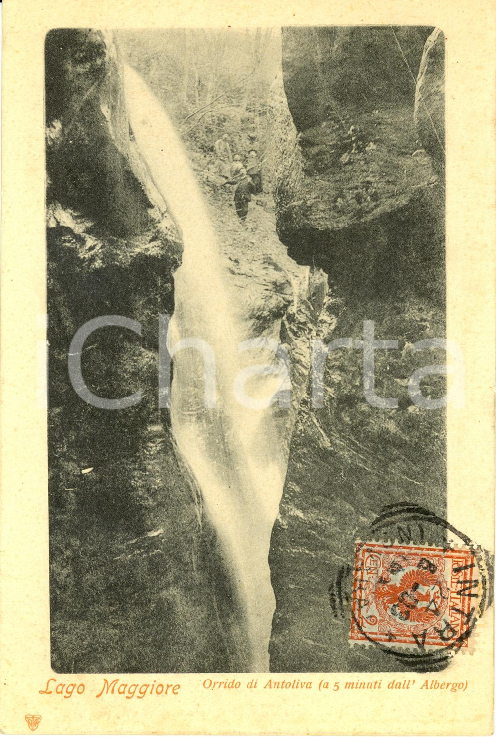 Cartolina originale da collezione 1903 VERBANIA  LAGO MAGGIORE Orrido di ANTOLIVA Cartolina ANIMATA FP VG 1