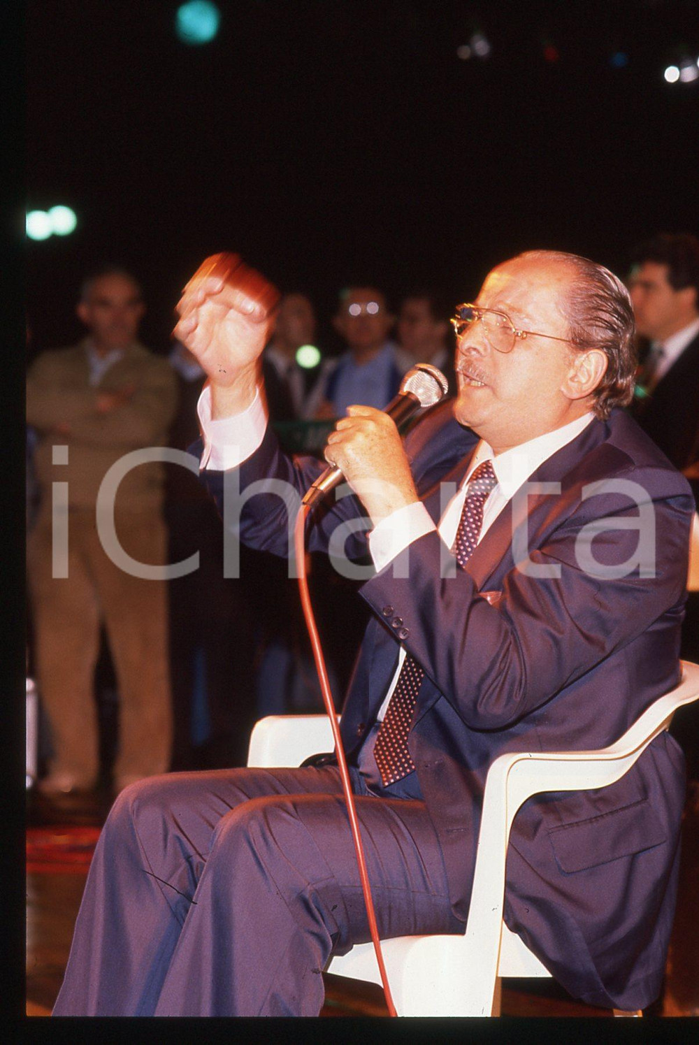 35mm vintage slide* 1989 MILANO Domenico MODUGNO canta ad un comizio del PSDI 61
