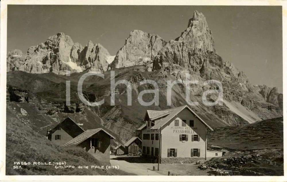 Cartolina originale da collezione 1927 ca PASSO ROLLE (TN) Veduta Albergo VEZZANA e Gruppo PALE *Cartolina FP NV 1