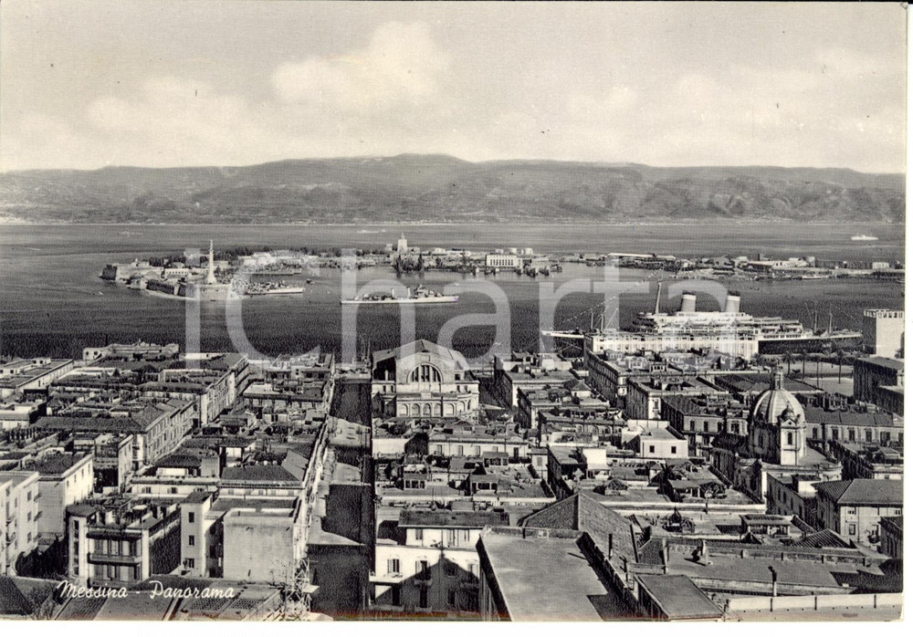 Cartolina originale da collezione 1955 MESSINA Panorama della cittÃ  Cartolina postale FG VG 1