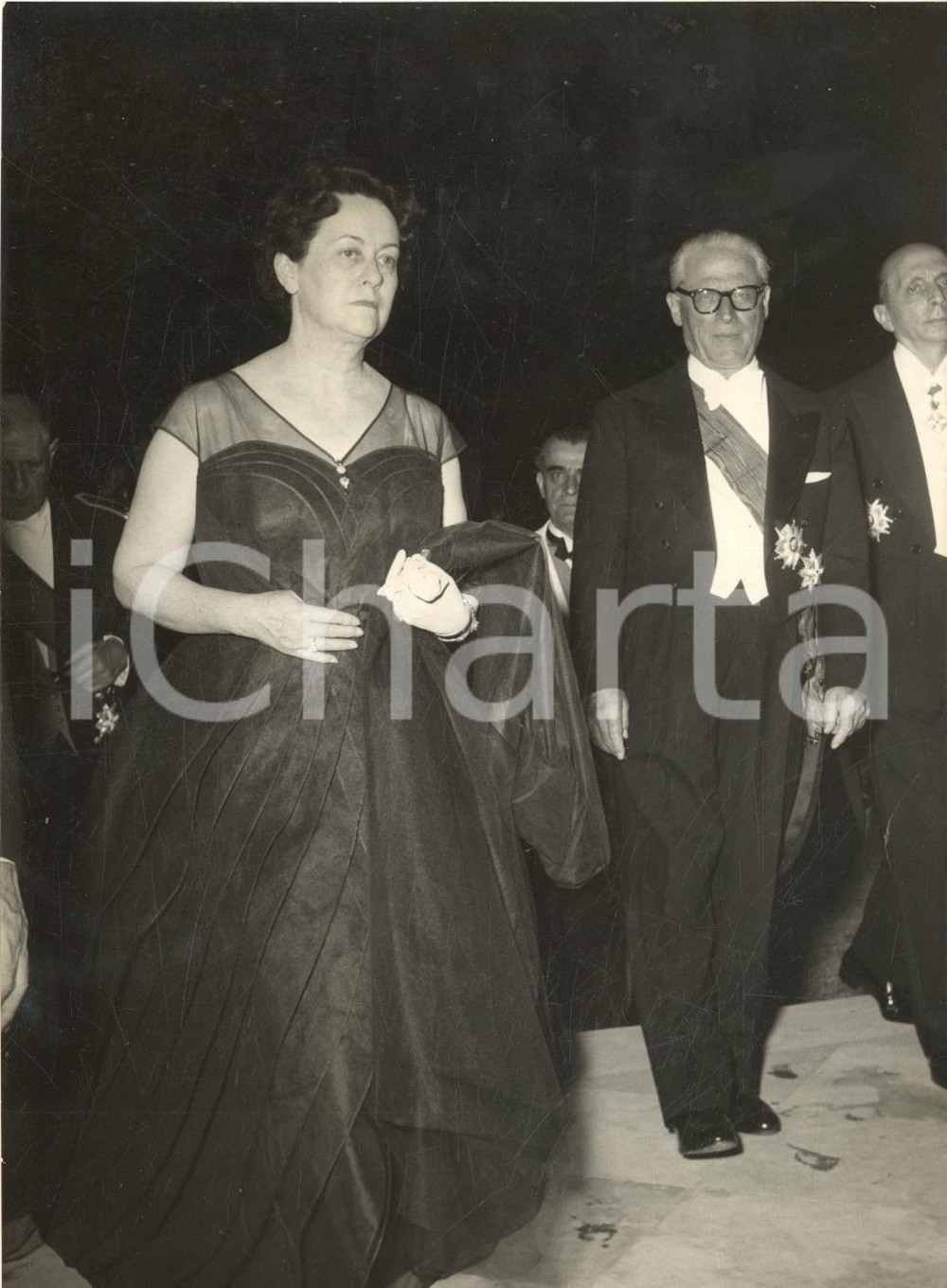 1959 ROMA QUIRINALE Arrivo Giovanni GRONCHI al ricevimento in onore di DE GAULLE