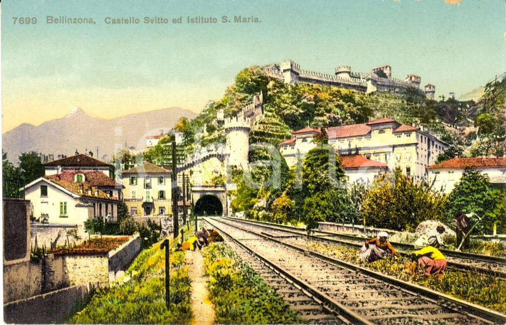 Cartolina originale da collezione 1930 ca BELLINZONA CH Castello SVITTO Ist. SANTA MARIA 1