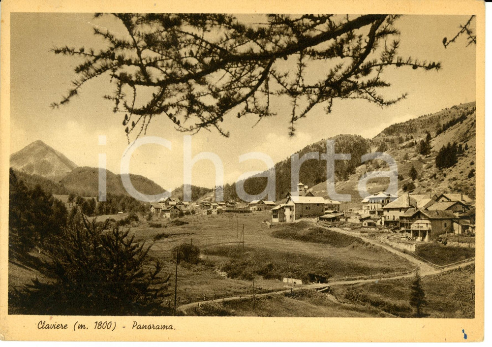 Cartolina originale da collezione 1939 CLAVIERE TO Scorcio panoramico del COLLE MONGINEVRO Cartolina FG VG 1