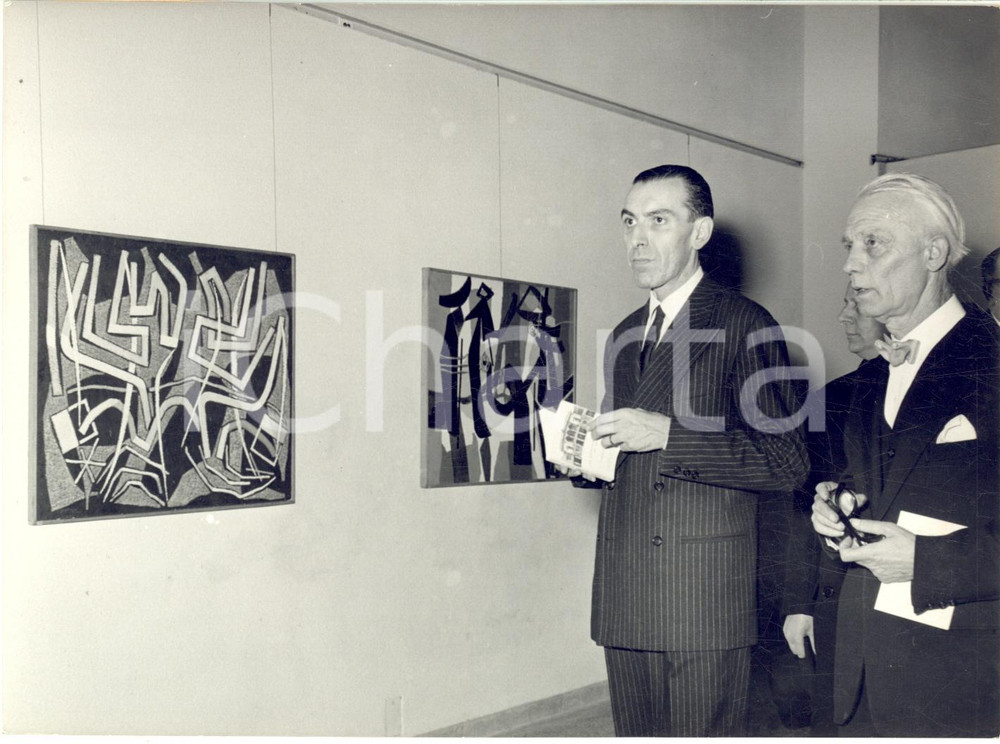 1957 MILANO XX Biennale Nazionale ARTE - Dino DEL BO in visita - Foto 18x13 cm