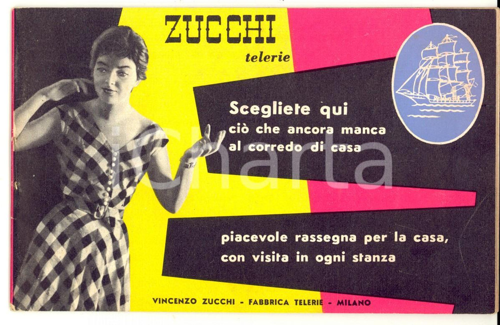 Materiale pubblicitario d’epoca 1940 ca MILANO Telerie Vincenzo ZUCCHI - Libretto pubblicitario ILLUSTRATO 1