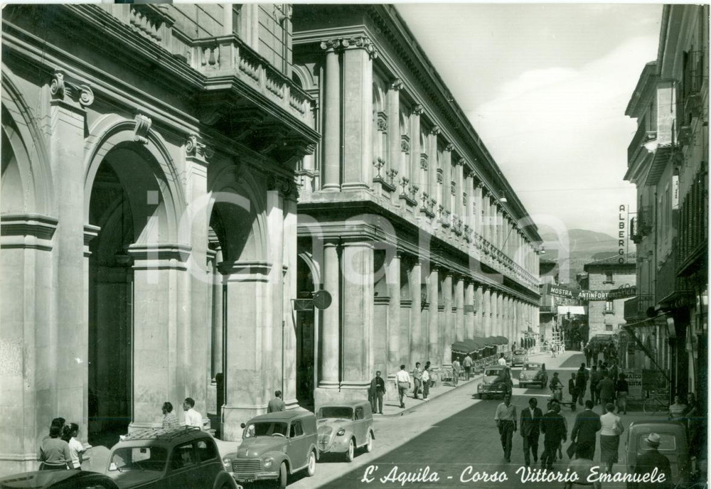 Cartolina originale da collezione 1961 L'AQUILA Mostra antinfortunistica C.so VITTORIO EMANUELE Cartolina FG VG 1