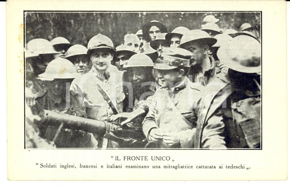 Cartolina originale da collezione 1915 ca WW1 MILANO Istituto Italo-Britannico - Il Fronte Unico *Cartolina FP NV 1