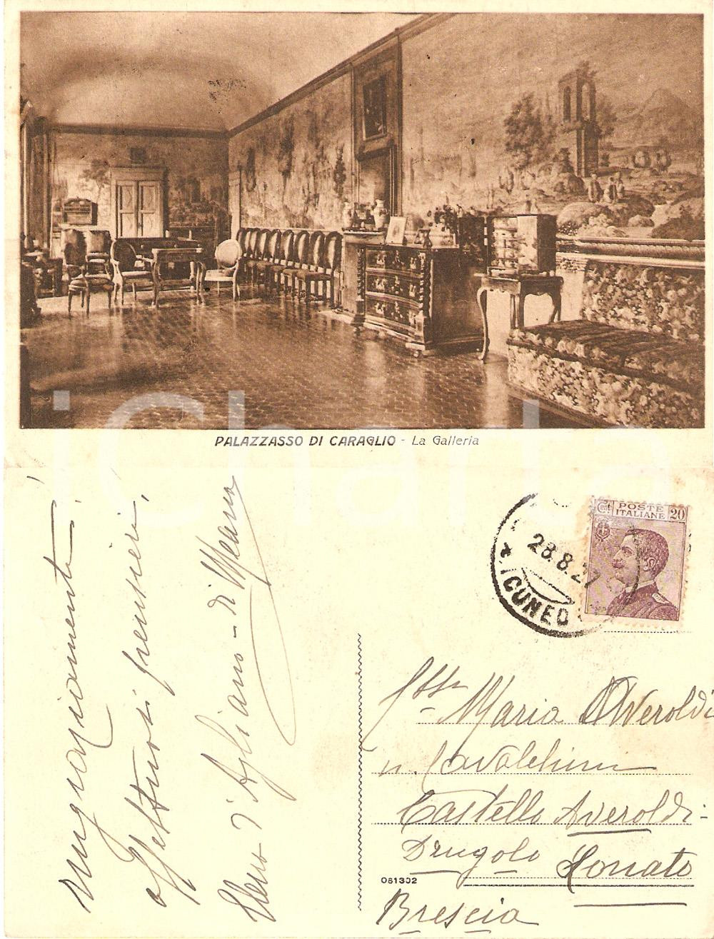 Autografo originale 1927 CARAGLIO (CN) Galleria Palazzasso - Elena D'AGLIANO RIPA DI MEANA Autografo 1