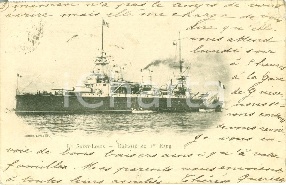 Cartolina originale da collezione 1902 MARINA FRANCESE CuirassÃ© SAINT LOUIS Cartolina FP NV 1