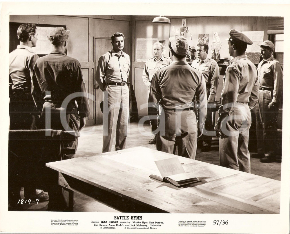 Fotografia d epoca originale 1957 BATTLE HYMN Rock HUDONS al quartier generale nel film di Douglas SIRK Foto 1