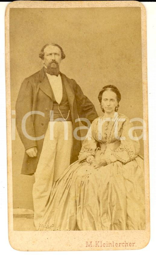 Fotografia d epoca originale 1880 ca MERANO Coppia di nobili sposi Fotografia KLEINLERCHER CDV 1