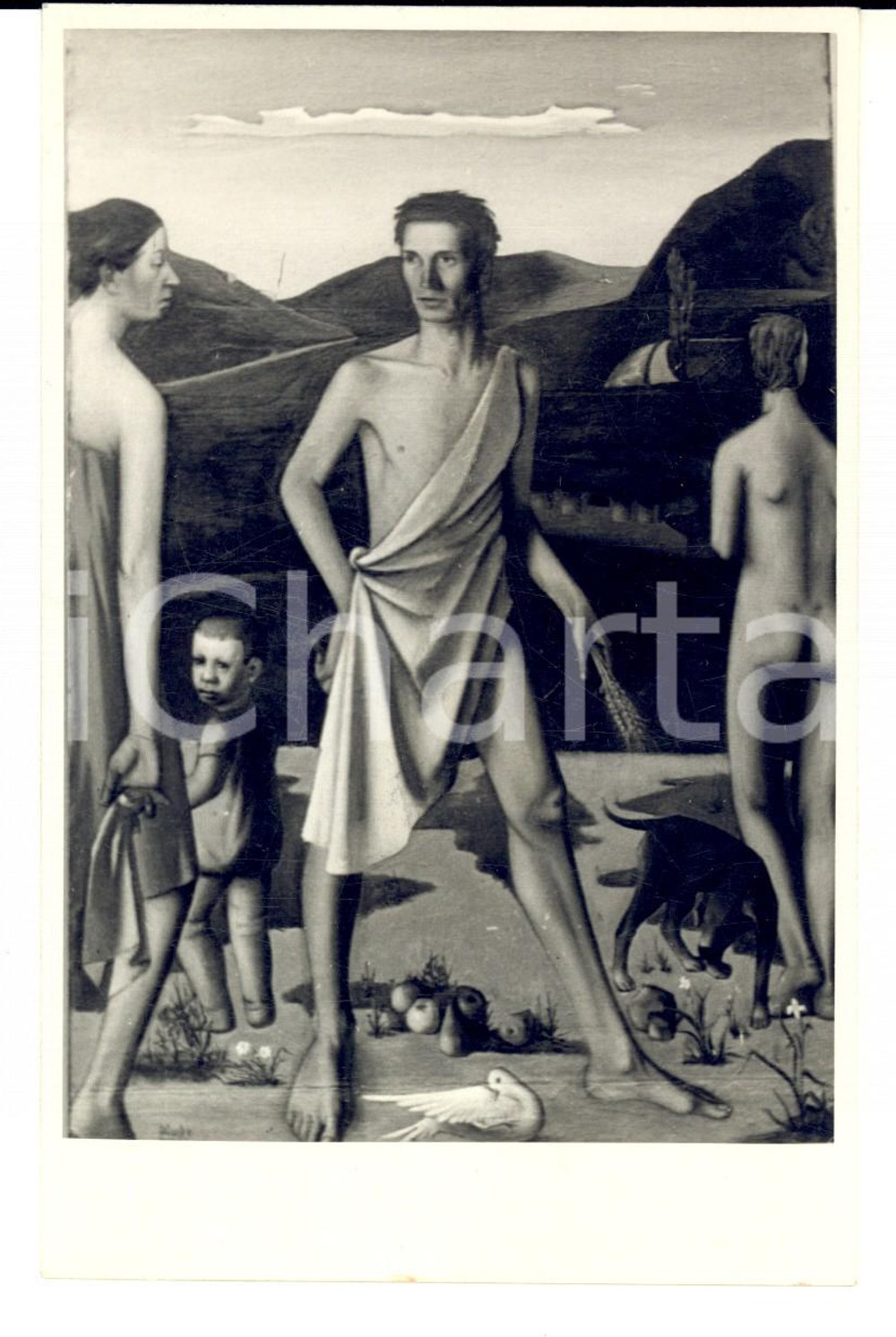 Fotografia d epoca originale 1936 MILANO Littoriali dell Arte   Ambro MAGNAGHI Famiglia rurale Foto 1
