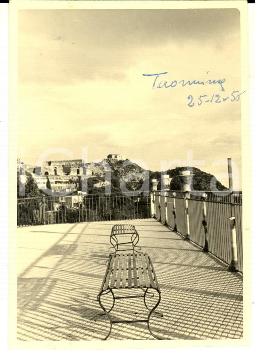 Fotografia d epoca originale 1956 TAORMINA ME Veduta panoramica da una terrazza Foto VINTAGE 7x10 cm 1