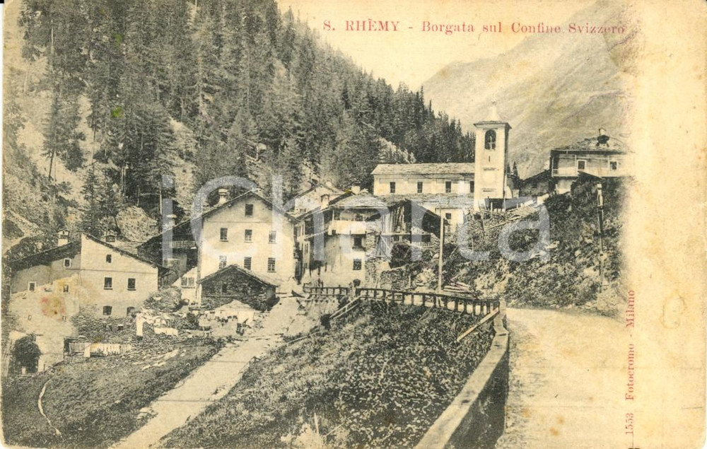 Cartolina originale da collezione 1900 ca SAINT-RHEMY-EN-BOSSES (AO) Borgata sul confine svizzero *Cartolina FP NV 1