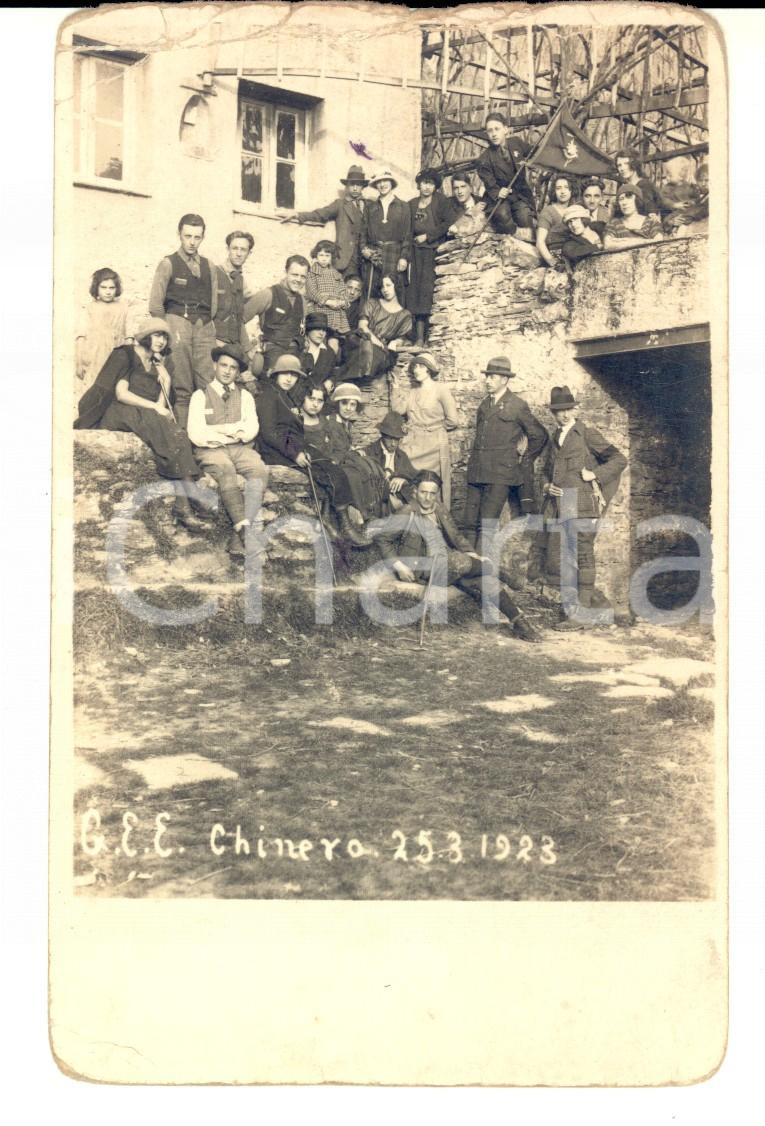 Fotografia d epoca originale 1923 ESCURSIONISMO EQUESTRE Ritratto del gruppo CHINERO Foto cartolina RARA 1