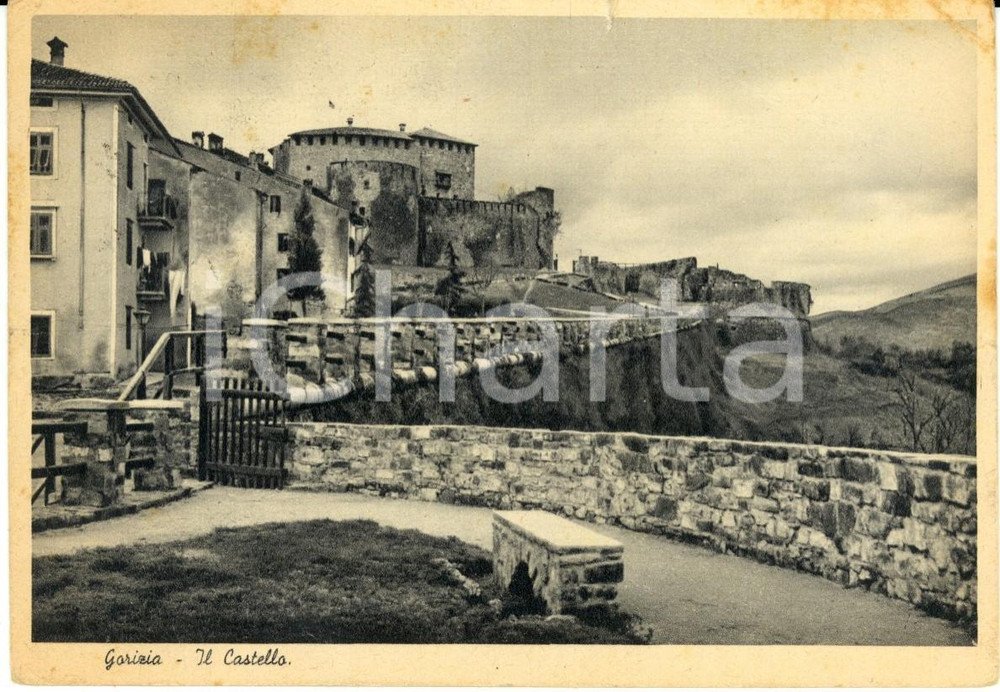 Cartolina originale da collezione 1950 GORIZIA Veduta esterna del castello e delle mura Cartolina postale FG VG 1