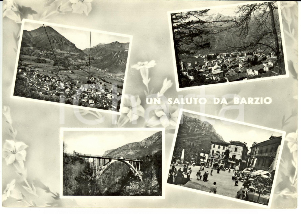 Cartolina originale da collezione 1957 BARZIO (LC) Vedutine con Monumento dedicato ai caduti *Cartolina FG VG 1