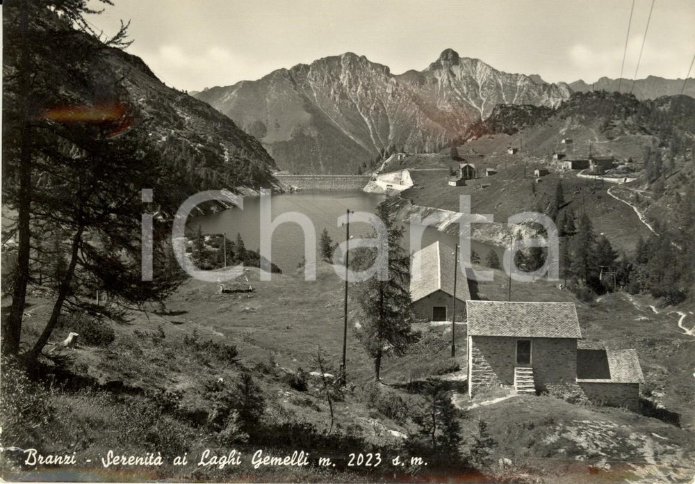 Cartolina originale da collezione 1960 ca BRANZI BG Veduta panoramica Laghetti GEMELLI Cartolina postale FG VG 1