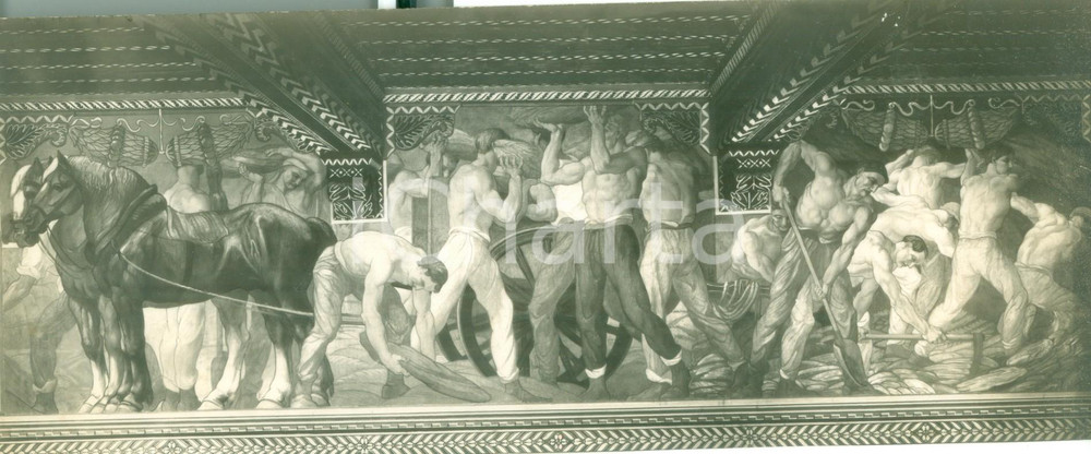 Fotografia d epoca originale 1932 AREZZO Palazzo Provinciale Affresco di Adolfo DE CAROLIS sul VALDARNO Foto 1