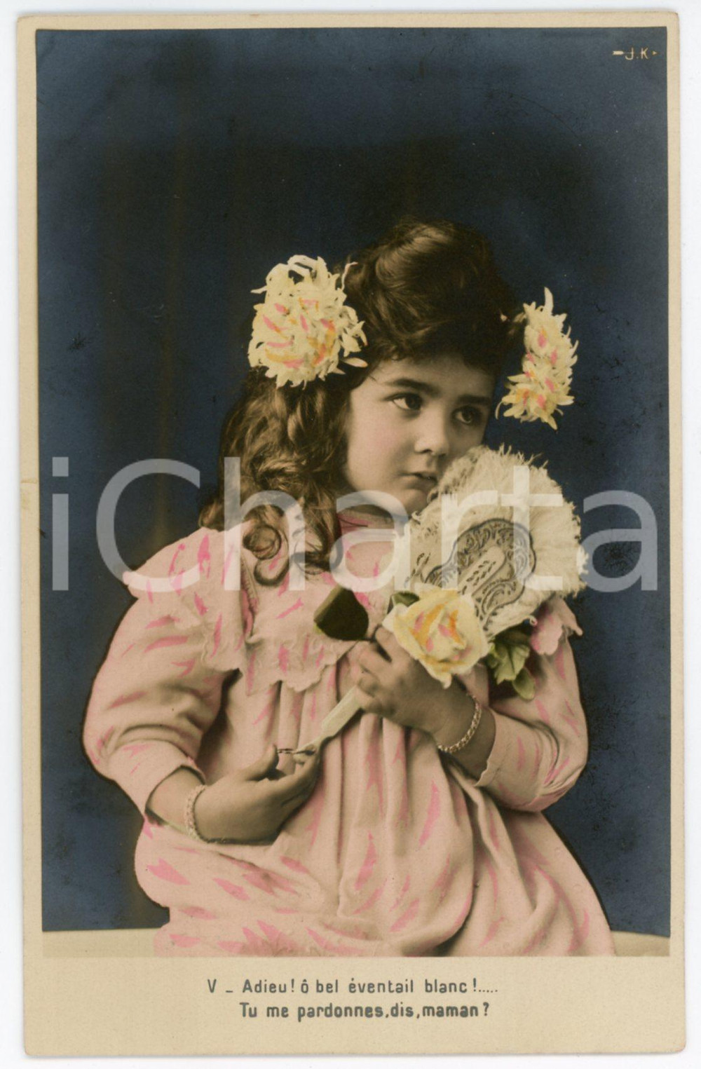 1900 ca FRANCE ENFANTS - L'Ã©ventail -  Adieu Ã©ventail blanc *Postcard  Cartolina postale d'epoca, non viaggiata, n&deg; 5 di una serie in sequenza. GOOD/buono  Formato: 9x14 cm originale e autentica 1