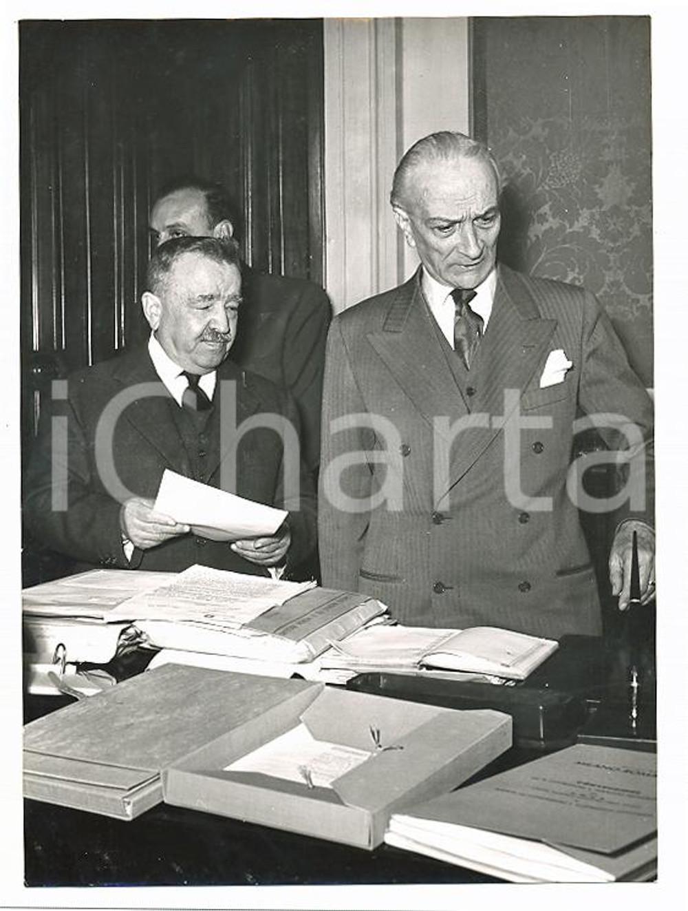 1956 ROMA Antonio SEGNI Giuseppe ROMITA firmano convenzione per autostrada A1
