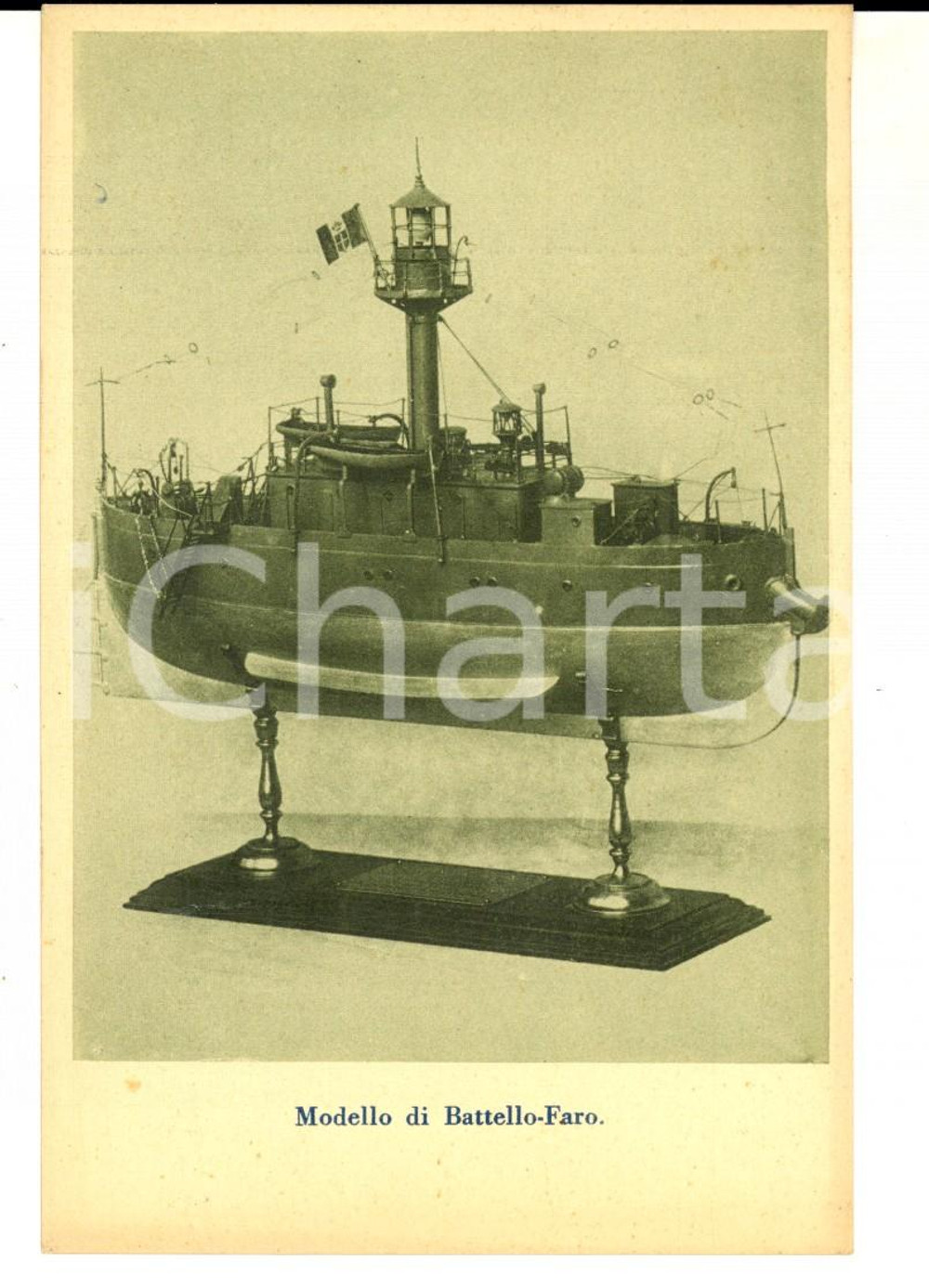 Cartolina originale da collezione 1915 ca MILANO Museo UNIONE MARINARA ITALIANA Modello battellofaro Cartolina 1