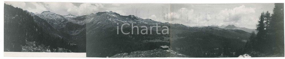 Fotografia d epoca originale 1940 ca DOLOMITI  Gruppo della PRESANELLA  Veduta Foto tripla 50x10 cm 1