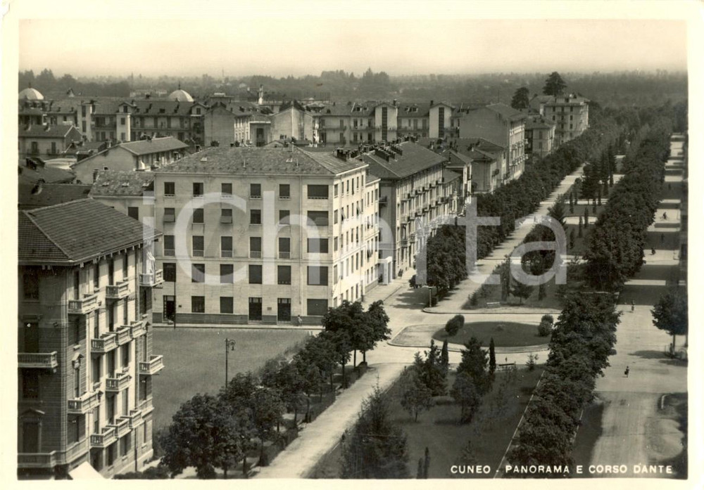 Cartolina originale da collezione 1950 ca CUNEO Panorama di Corso DANTE Cartolina postale FG NV 1