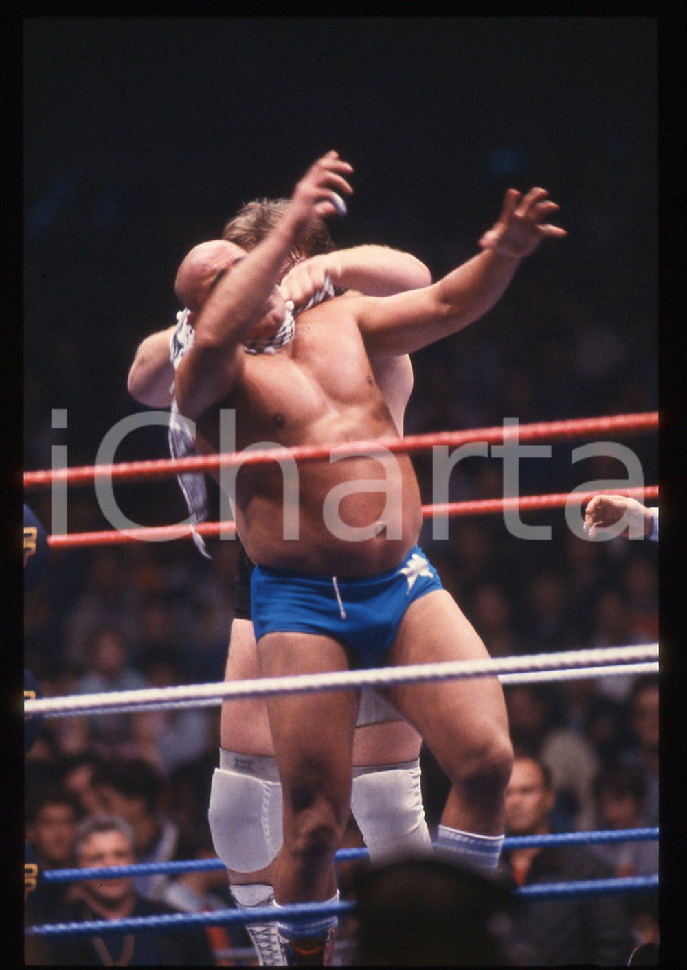 Fotografia d epoca originale 35mm vintage slide 1987 MILANO WWF  HACKSAW Jim DUGGAN vs THE IRON SHEIK 3 1