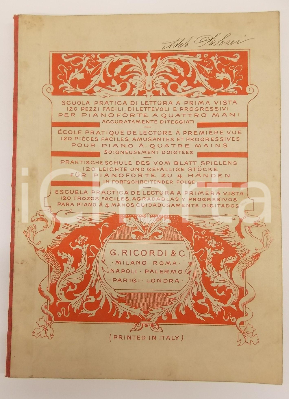 Oggetto da collezione cartaceo 1900 ca Scuola pratica di lettura a prima vista  Pianoforte  Vol. IV RICORDI 1