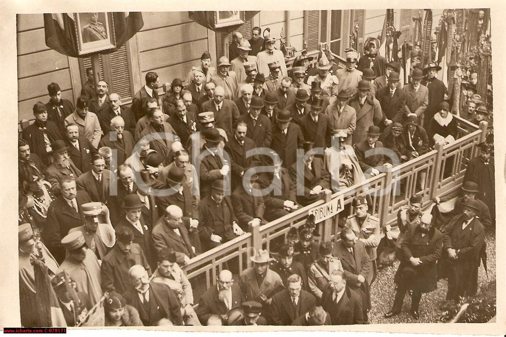 Fotografia d epoca originale 1929 MILANO Balbino GIULIANO inaugura Monumento ai Caduti della SCUOLA LOMBARDA 1