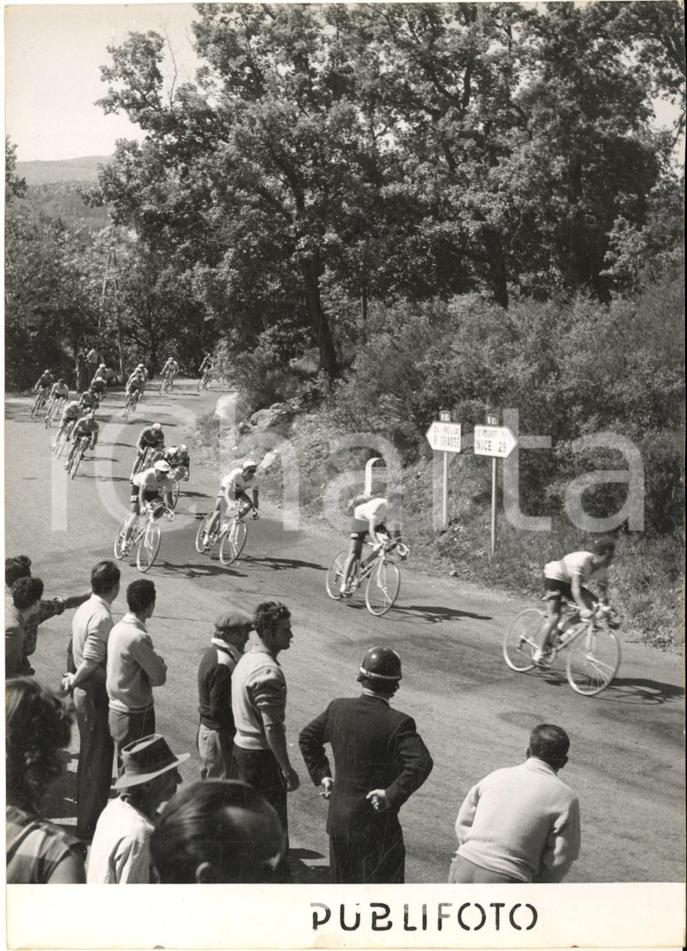 1955 CICLISMO GIRO D'ITALIA LE ROURET Passaggio della corsa - Foto 13x18 cm