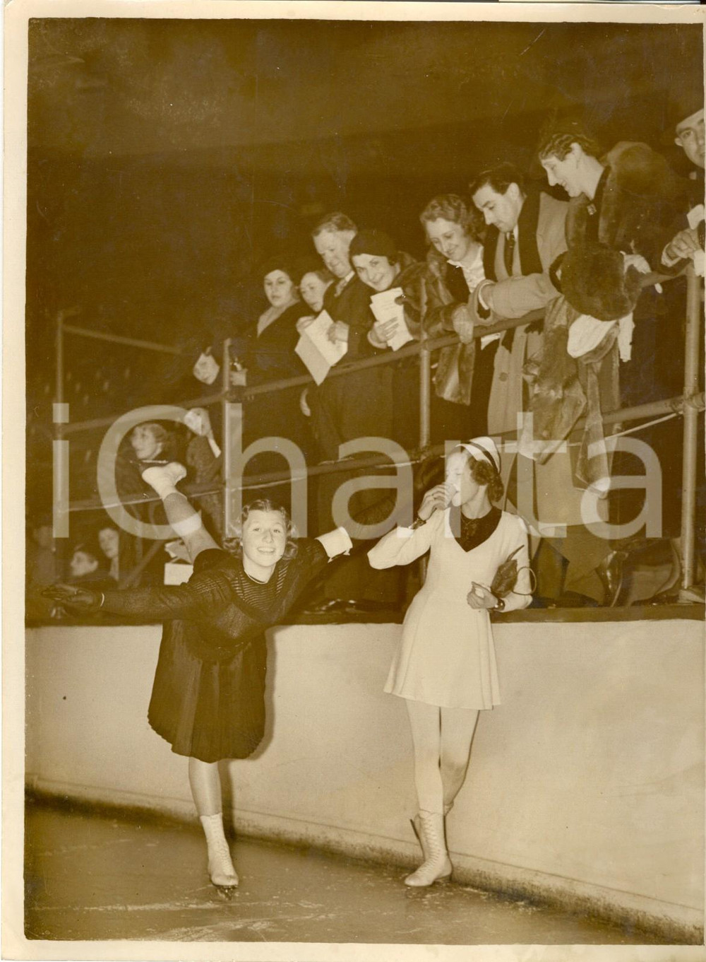 Fotografia d epoca originale 1937 LONDON Cecilia COLLEDGE Belita JEPSONTURNER Ladies  World s Ice Skating 1