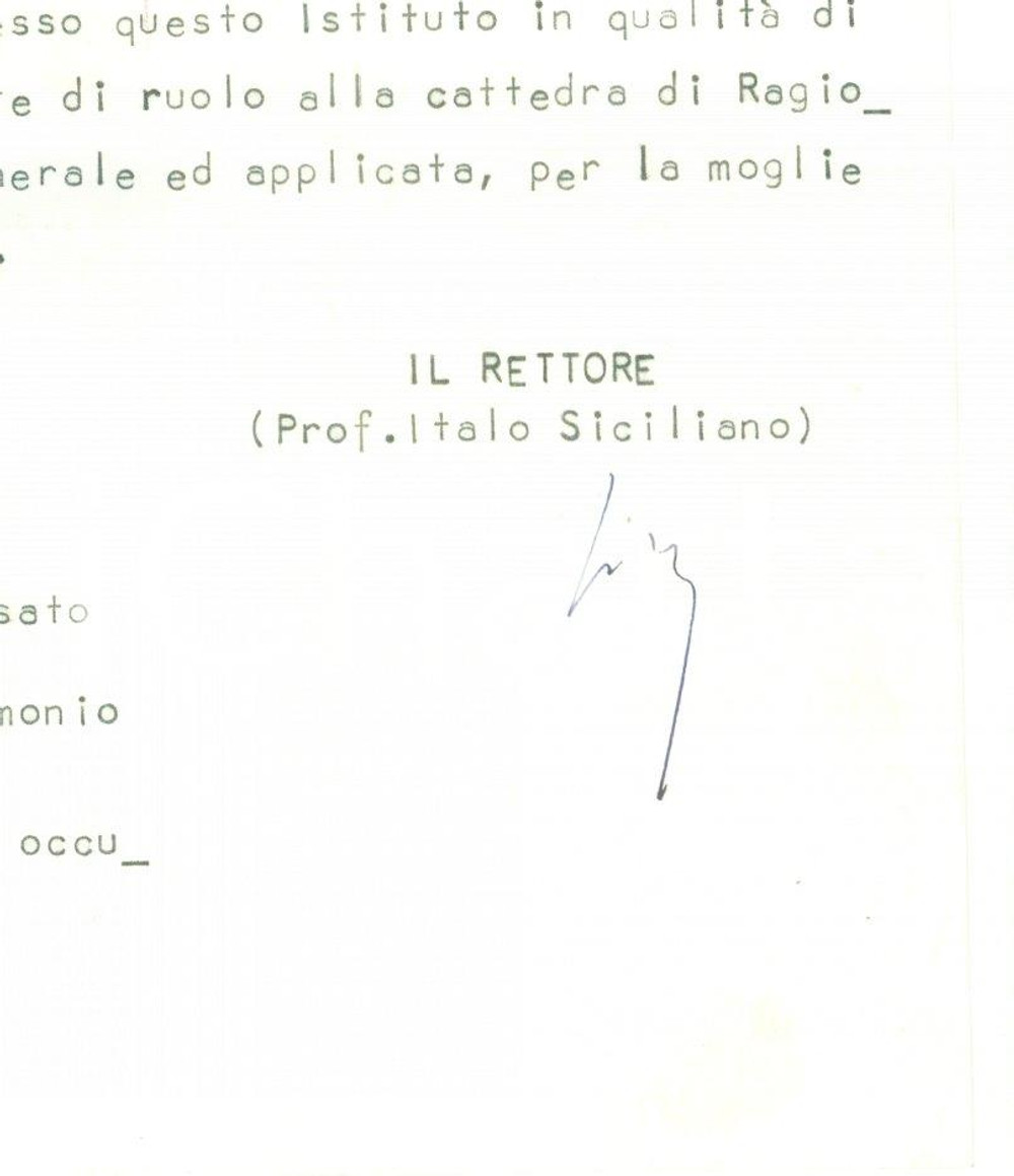 Autografo originale 1965 VENEZIA Autografo francesista Italo SICILIANO Rettore Documento 1