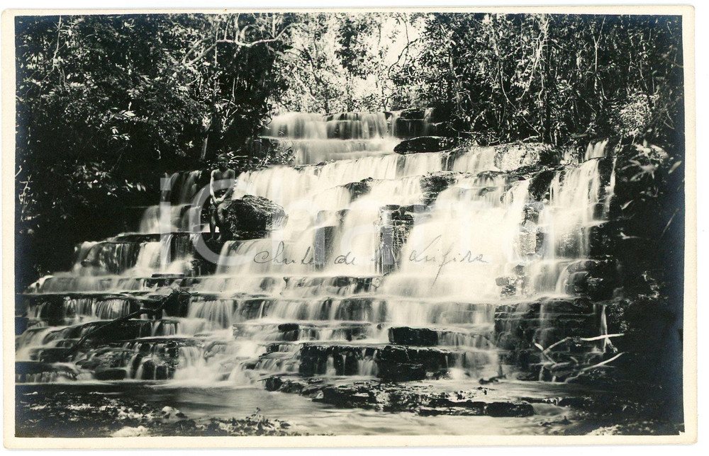 1930 ca CONGO BELGE - KANSENIA - Chutes - Photo L. GABRIEL 120 Fotografia originale d'epoca, in formato cartolina postale.FOTOGRAFO: L&eacute;opold Gabriel - Panda - Katanga  GOOD/buono  Formato: 14x9 cm originale e autentica 1