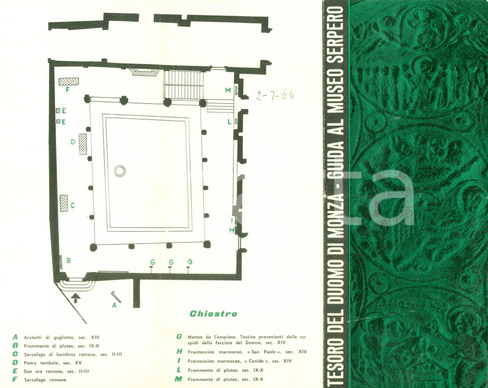 Materiale pubblicitario d’epoca 1964 MONZA Tesoro del Duomo  Guida Museo Filippo SERPERO con mappa 1