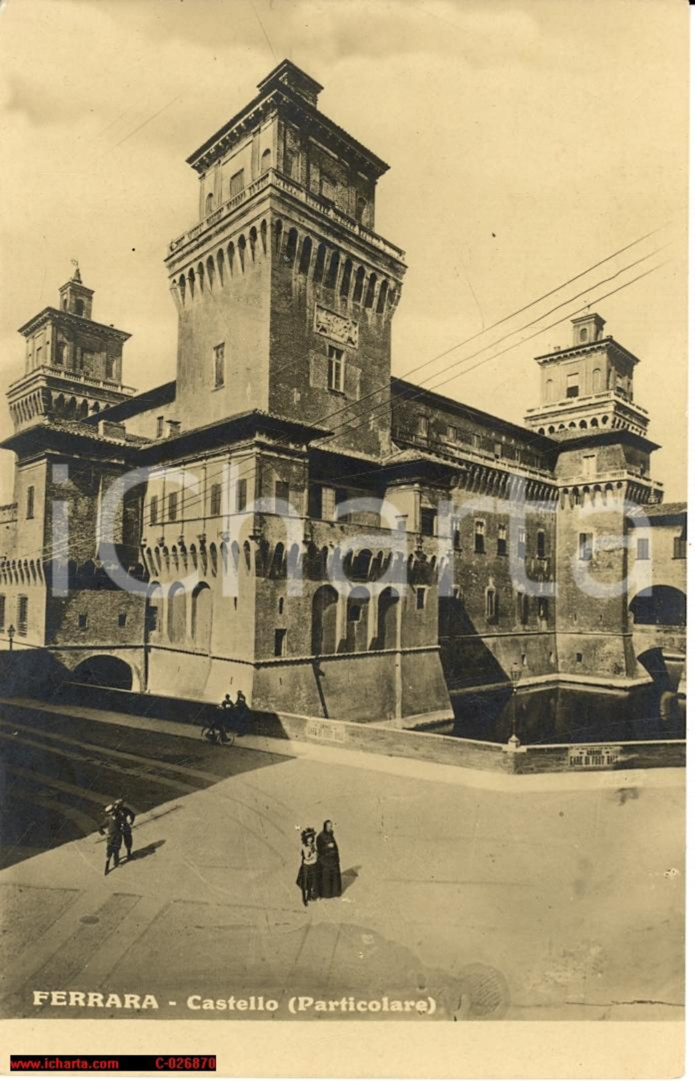 Cartolina originale da collezione Ferrara anni 30 - Veduta animata piazza Castello *FP NV 1