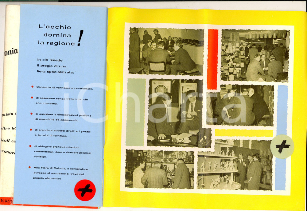 1960 FIERA DI COLONIA (GERMANIA) - Pieghevole ILLUSTRATO VINTAGE  Pieghevole d'epoca, illustrato. CONDIZIONI: GPAGINE: 8 facciate (con piegatura centrale)     originale e autentica 1