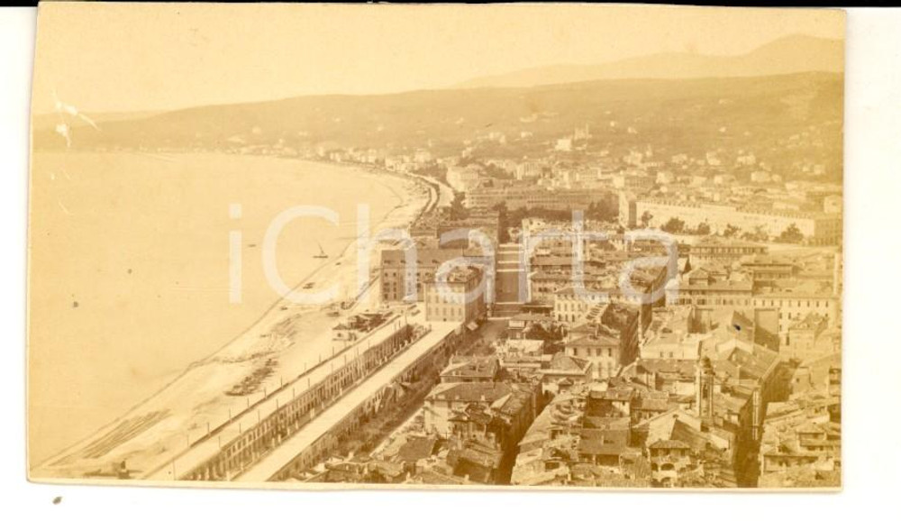 Fotografia d epoca originale 1880 ca NICE F Vue des TERRASSES Photo DEGAND 9x6 cm VINTAGE 1