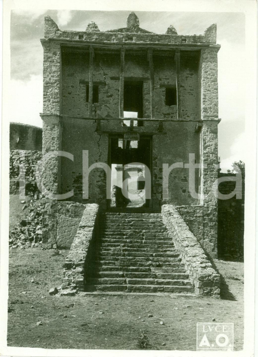 Fotografia d epoca originale 1935 ca AXUM MACALLE  ETIOPIA Ridotta LUSARDI di Giacomo NARETTI Fotografia 1