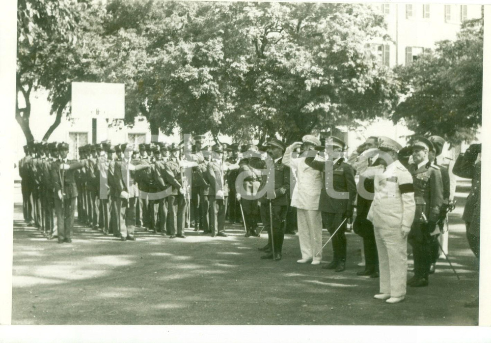 Fotografia d epoca originale 1936 ROMA Generale Federico BAISTROCCHI all alzabandiera della Scuola Militare 1