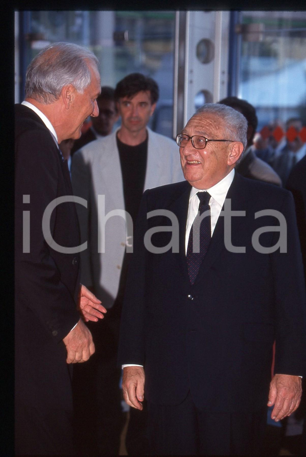Fotografia d epoca originale 35mm vintage slide 1999 TORINO Henry KISSINGER Paolo FRESCO  Centenario FIAT 2 1