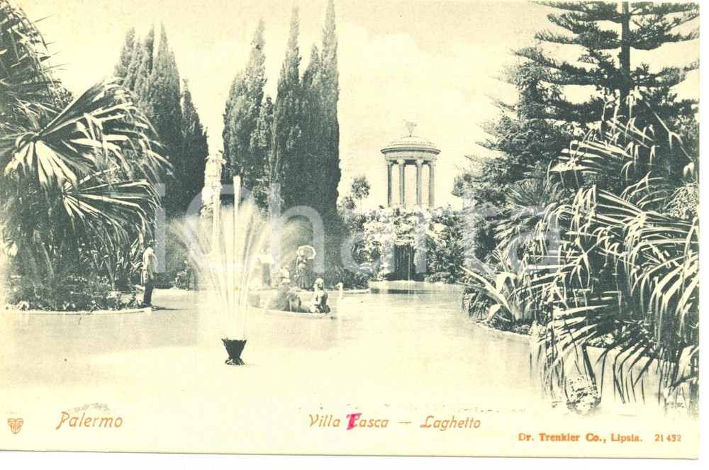 Cartolina originale da collezione 1900 ca PALERMO Villa TASCA  Laghetto Cartolina FP NV 1