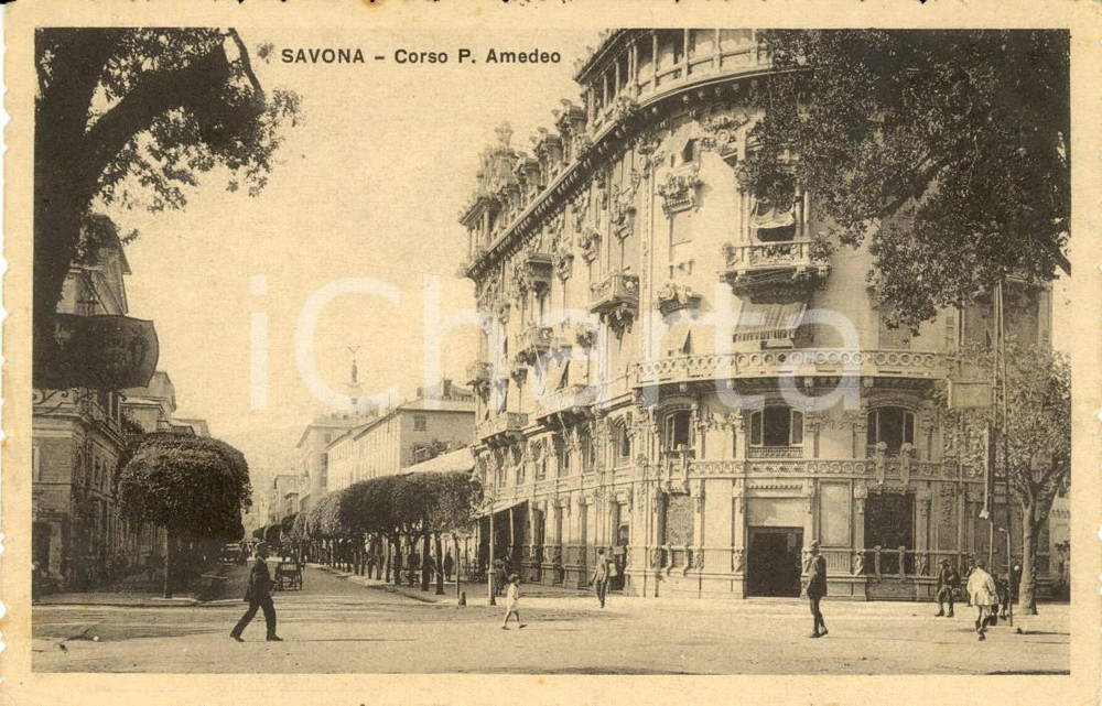 Cartolina originale da collezione 1922 SAVONA Passanti in Corso Principe AMEDEO *Cartolina FP VG 1