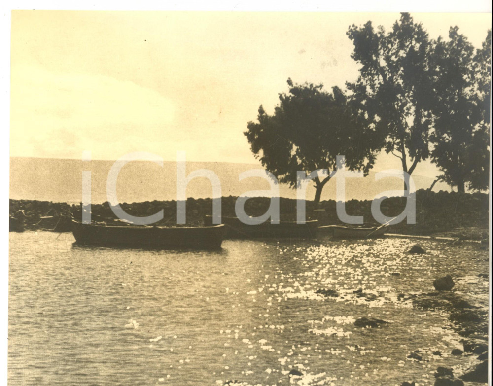 Fotografia d epoca originale 1959 MEDITERRANEO Panorama al tramonto con barche Fotografia ARTISTICA 26x20 1