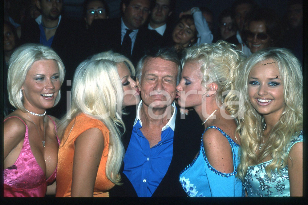35mm vintage slide* 1990 ca PLAYBOY Hugh HEFNER with Playmates (5)