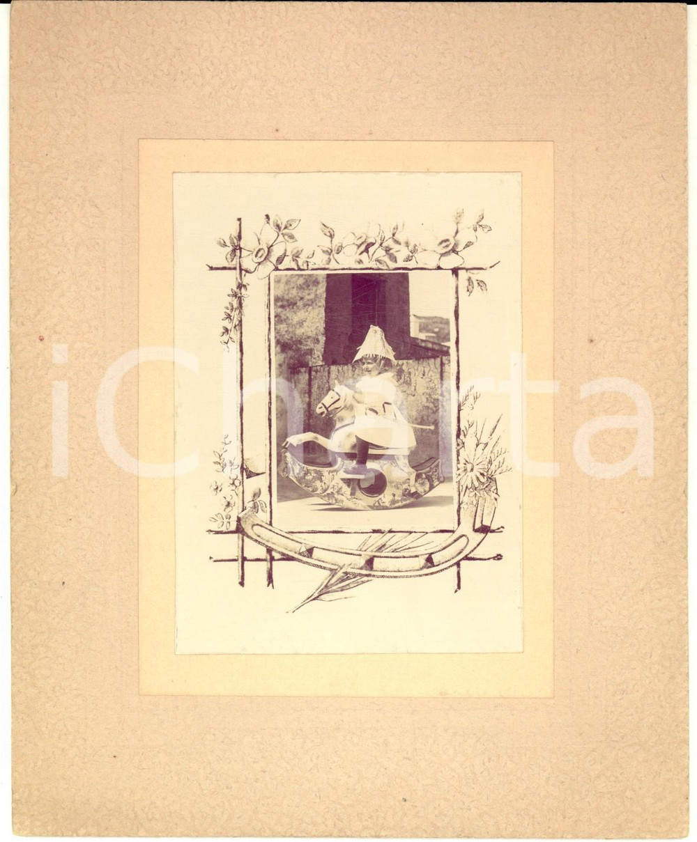 1900 ca LOMBARDIA Bambino Gian Fausto TOGNI sul cavalluccio *Foto RARA 15x18